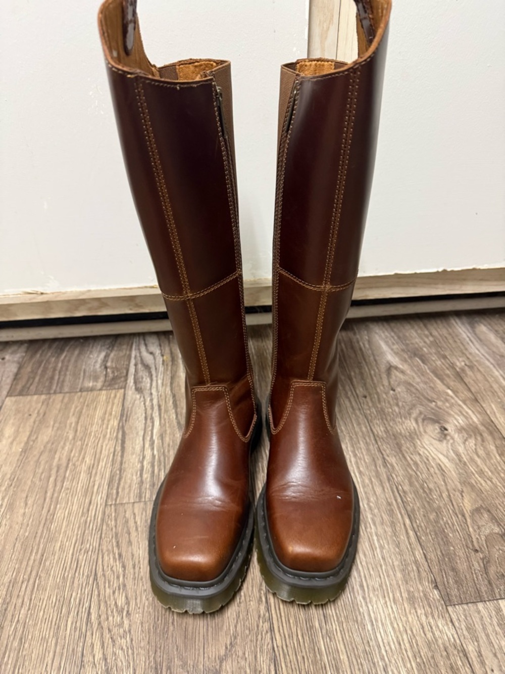 Dr. Martens Brown Square Toe Suede Interior Boots